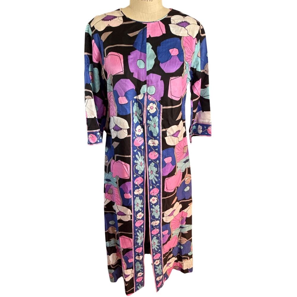 Vintage Deadstock At Home Wear by Van Raalte Long Floral House Dress Size Large